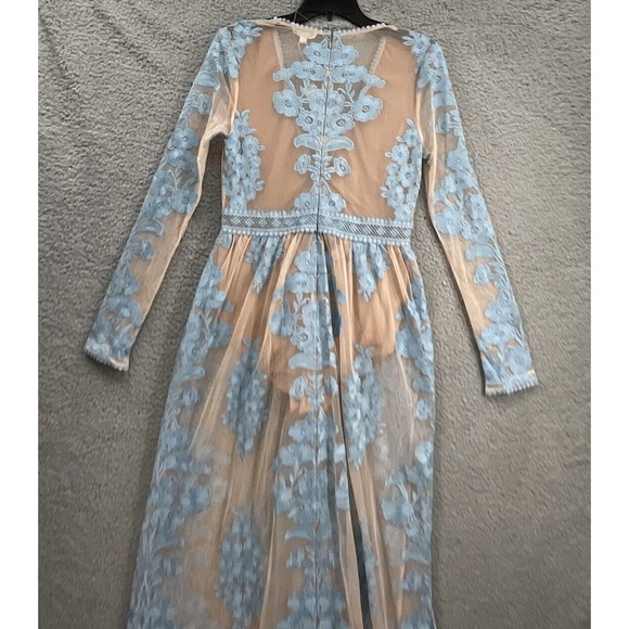 Free People For Love and Lemons Temecula Maxi Dress Size Large Blue - Picture 8 of 8